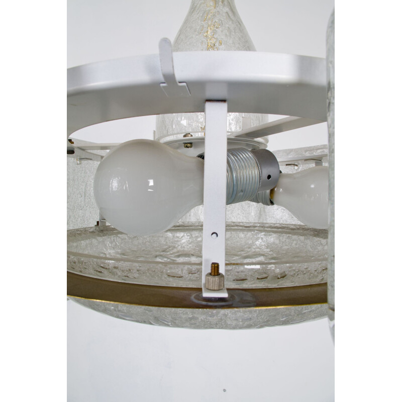 Lustre vintage Doria en verre de glace 4 ampoules
