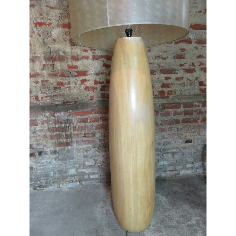 Vintage light wood stand lamp 1980