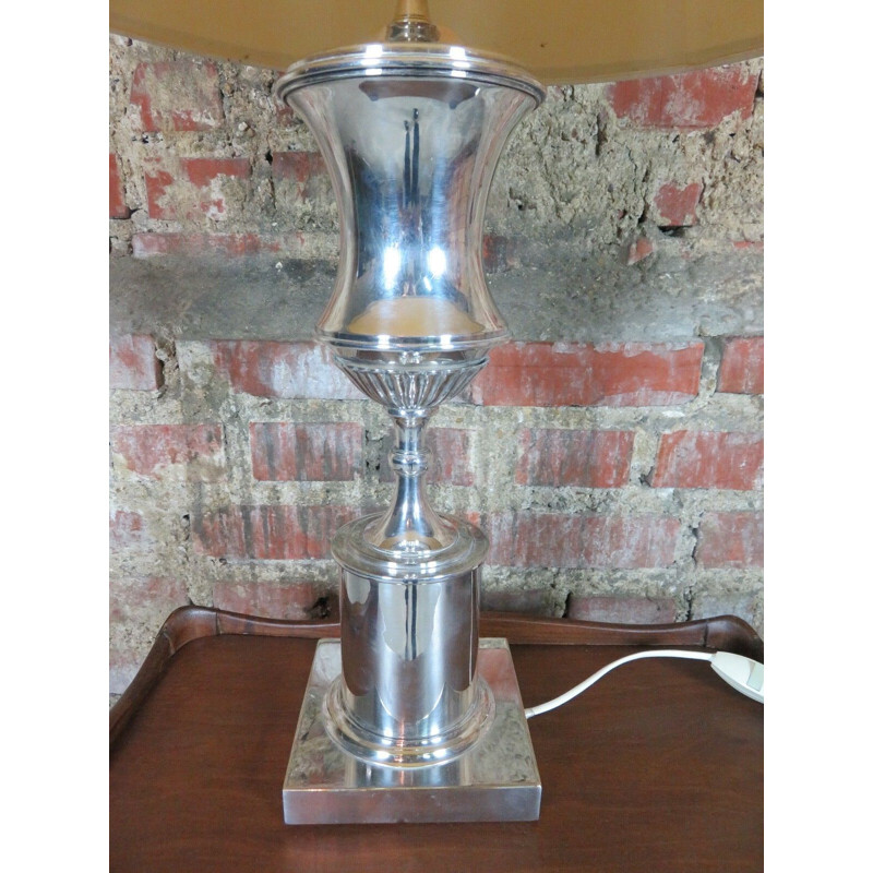 Pied de lampe vintage en alu chromé, 1970