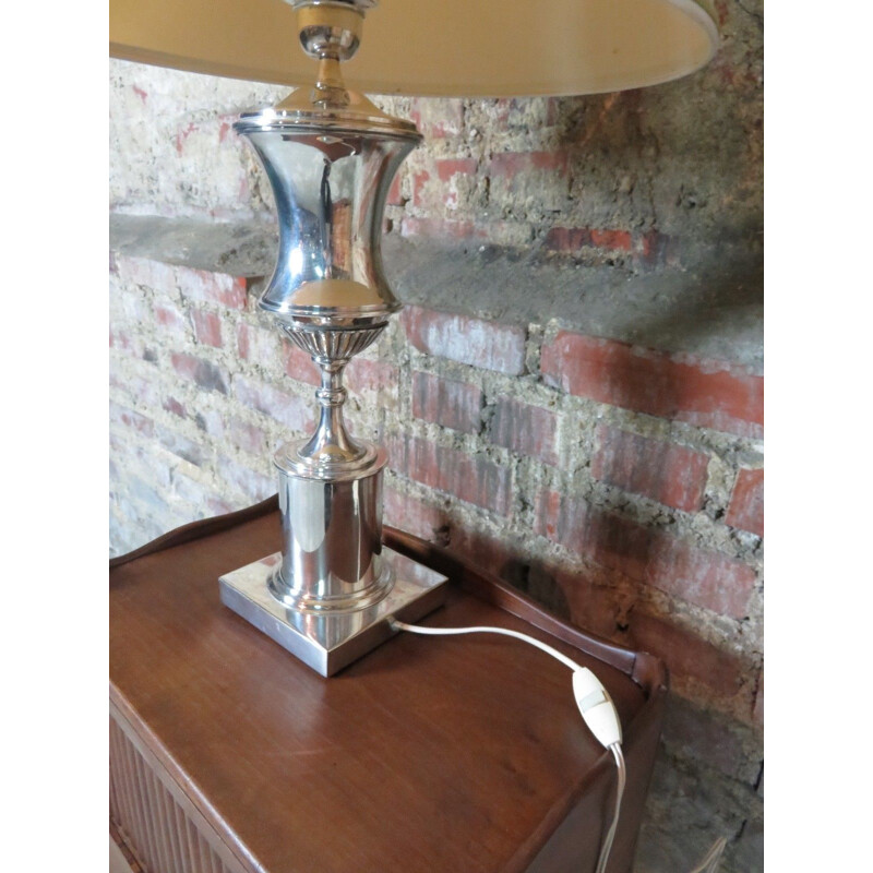 Pied de lampe vintage en alu chromé, 1970
