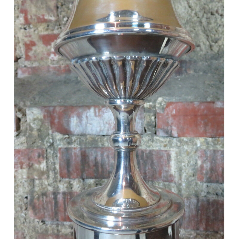 Vintage chrome-plated aluminum lamp base, 1970