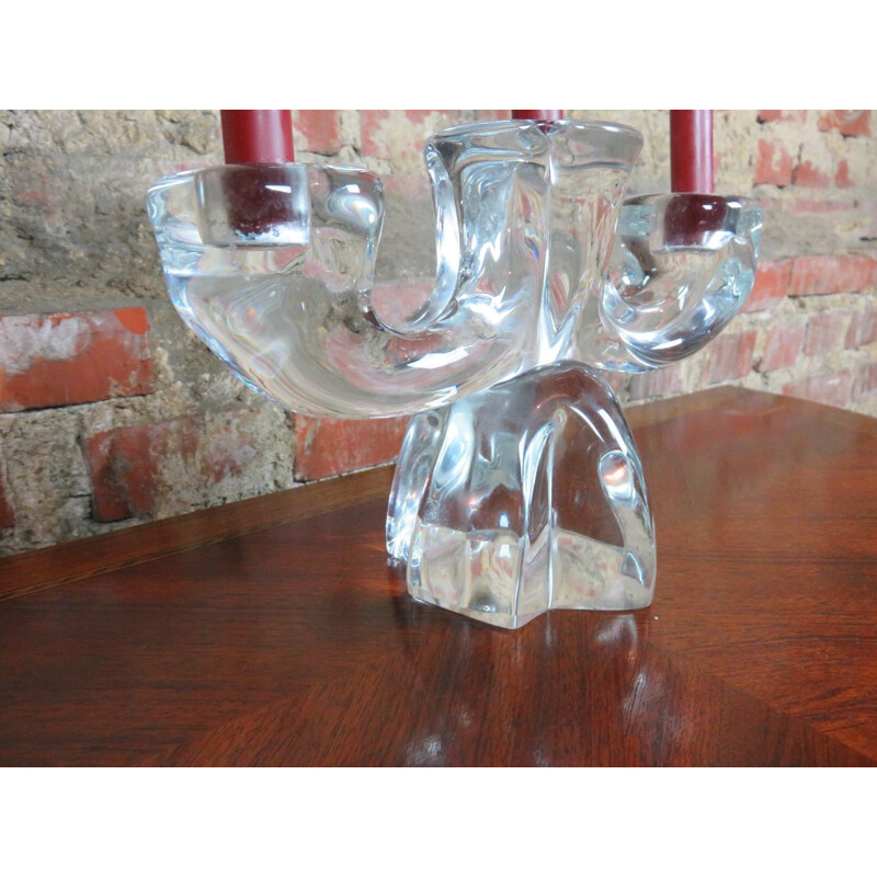 Vintage-Kerzenhalter aus Daum-Kristall mit 3 Armen