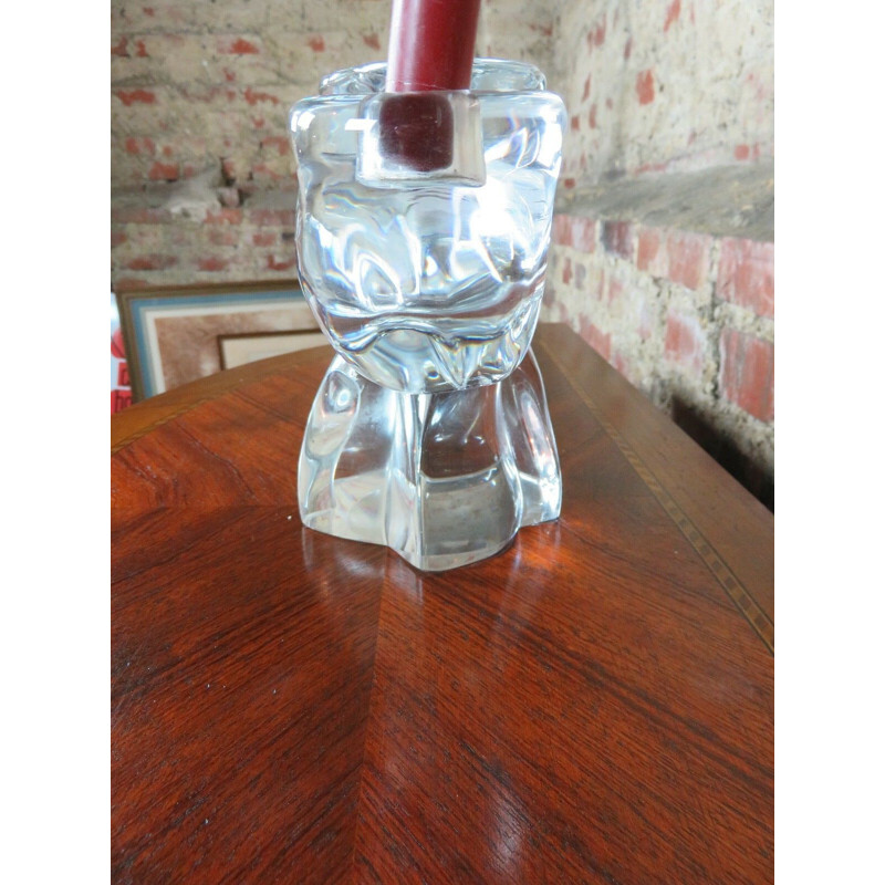 Vintage Daum crystal candlestick with 3 branches