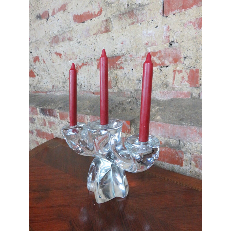 Vintage Daum cristal candelabro con 3 ramas