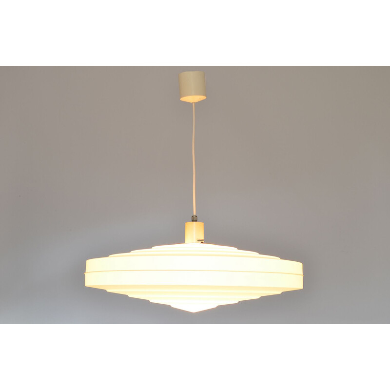 Vintage white pendant lamp by Aloys F. Gangkofner for Erco Leuchten, Germany, 1962