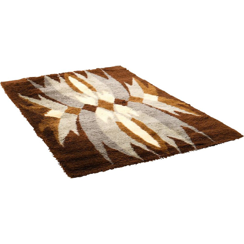 Vintage brown Wool Rug, Denmark, 1960s