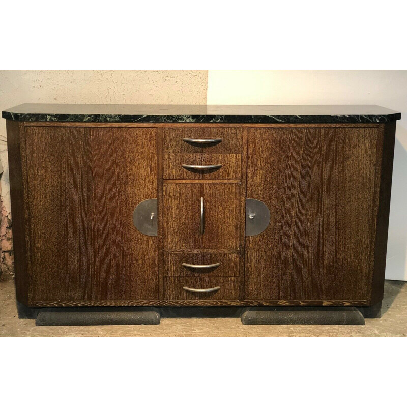  Buffet vintage en placage de bois de palme dans le style d'Eugène PRINTZ,  1930-1940