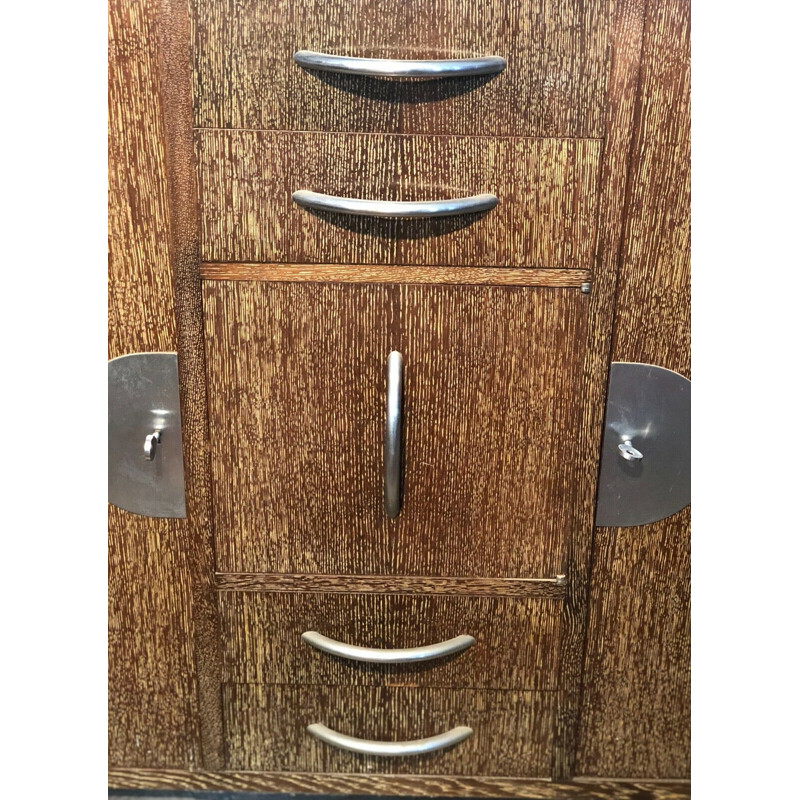  Vintage palm wood veneer sideboard in the style of Eugène PRINTZ, 1930-1940