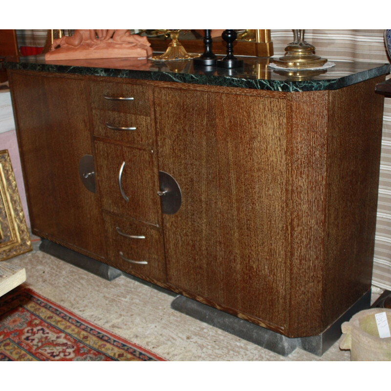  Vintage palm wood veneer sideboard in the style of Eugène PRINTZ, 1930-1940