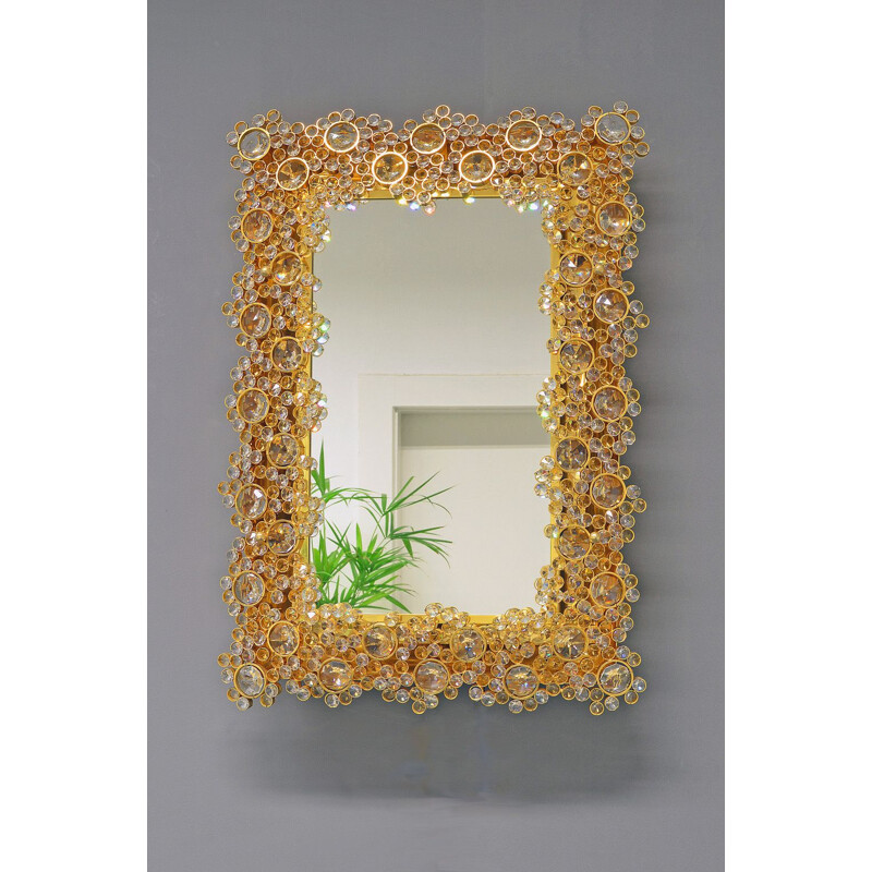 Vintage illuminated Gilt Mirror by Palme for Palwa, 1970s