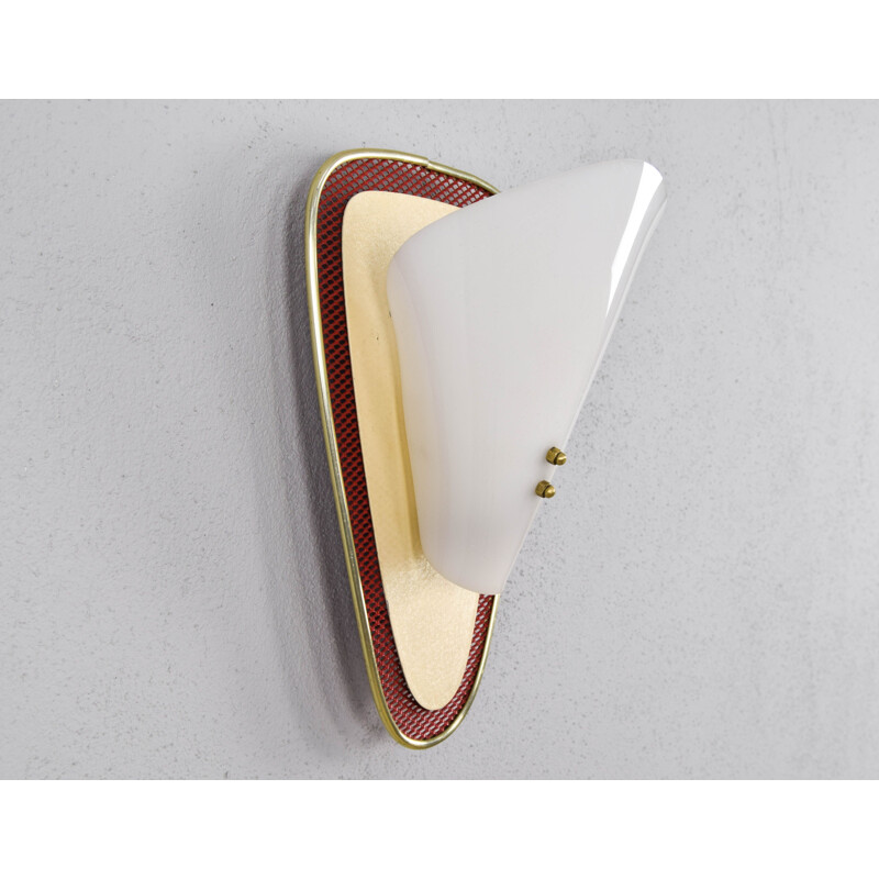 Vintage brass, metal and lucite sconce, France, 1950s