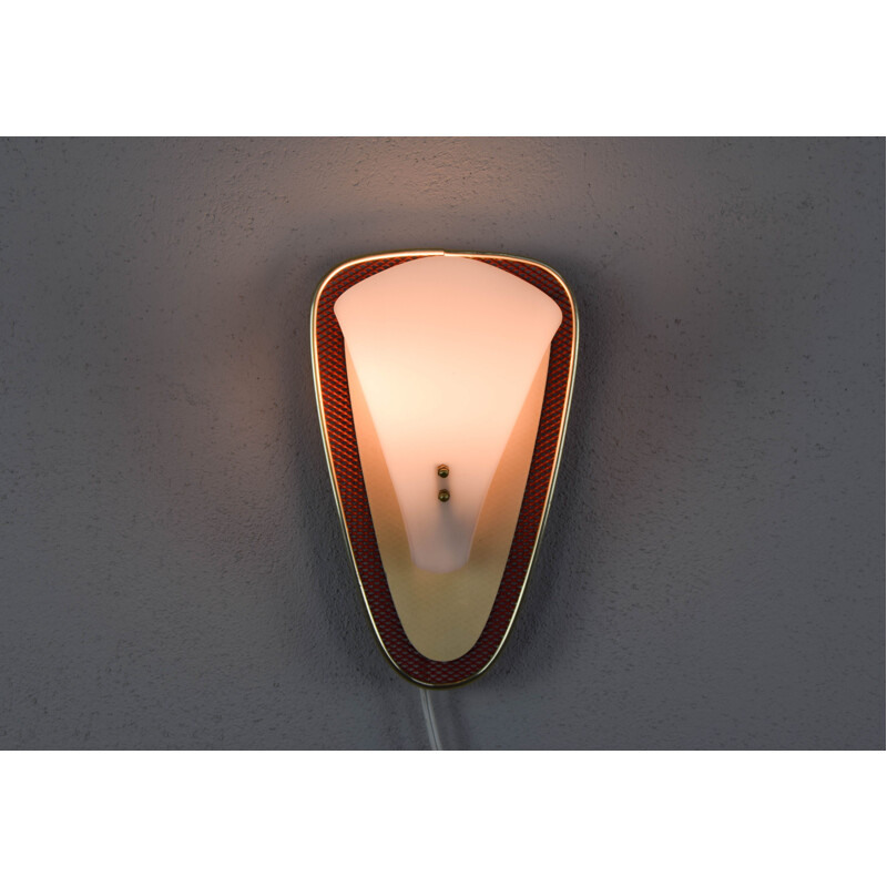 Vintage brass, metal and lucite sconce, France, 1950s