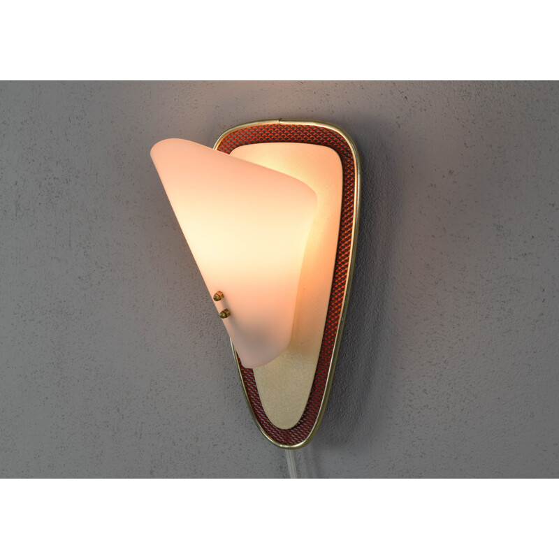Vintage brass, metal and lucite sconce, France, 1950s