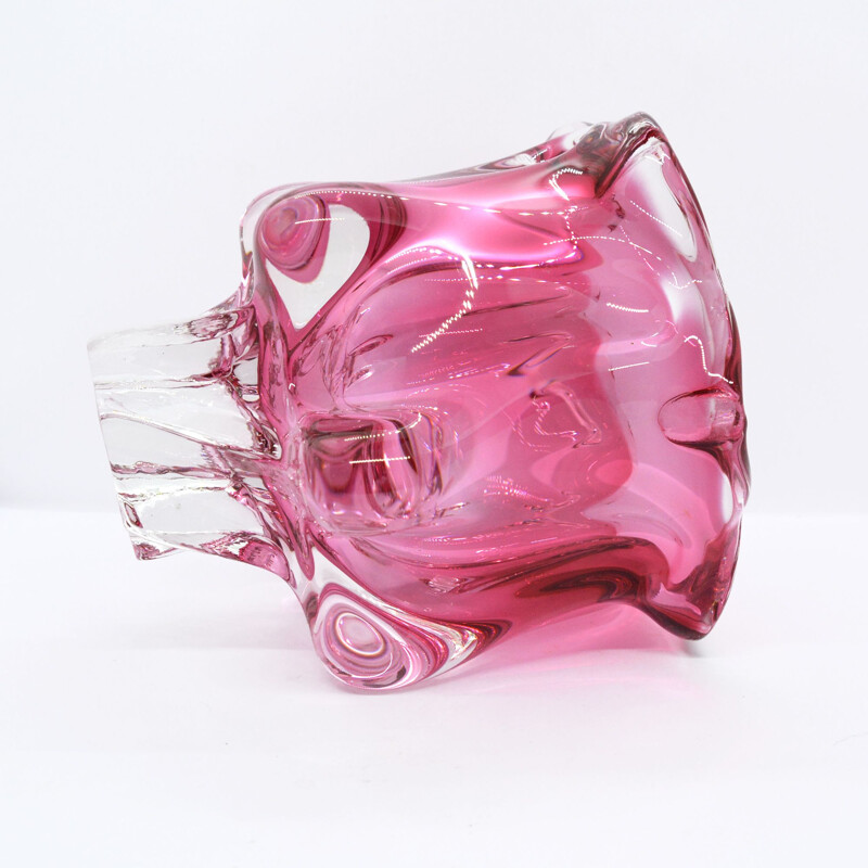 Vintage pink bowl by J. Hospodka for Chribska Sklarna, Czechoslovakia, 1960s