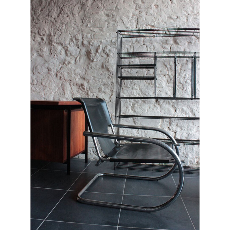 Vintage leather and chrome armchair by Arrben, Italy