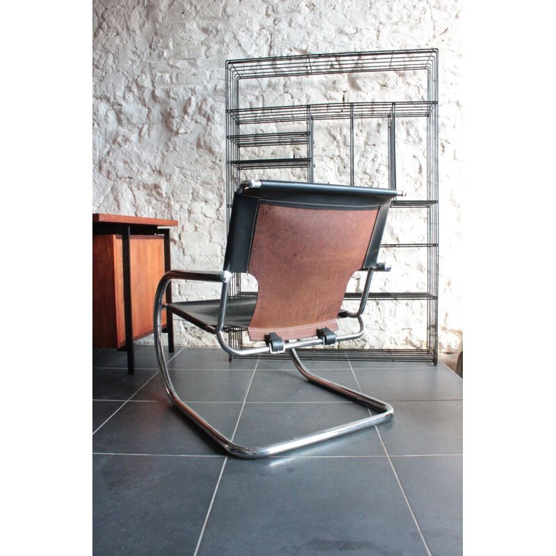 Vintage leather and chrome armchair by Arrben, Italy