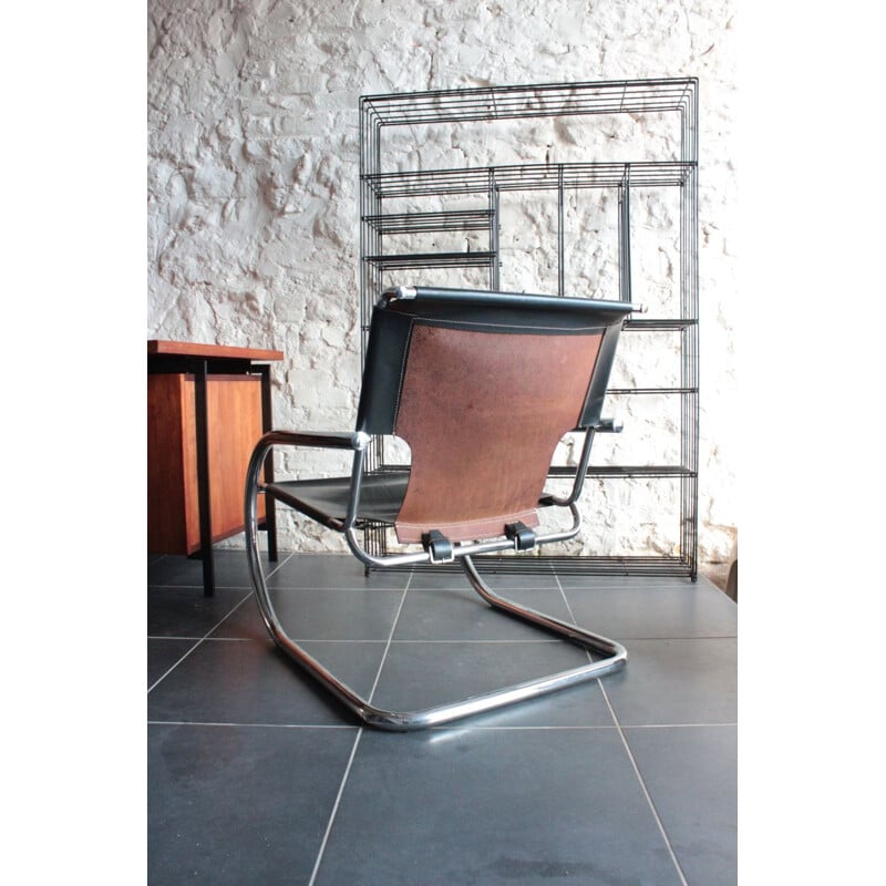 Vintage leather and chrome armchair by Arrben, Italy