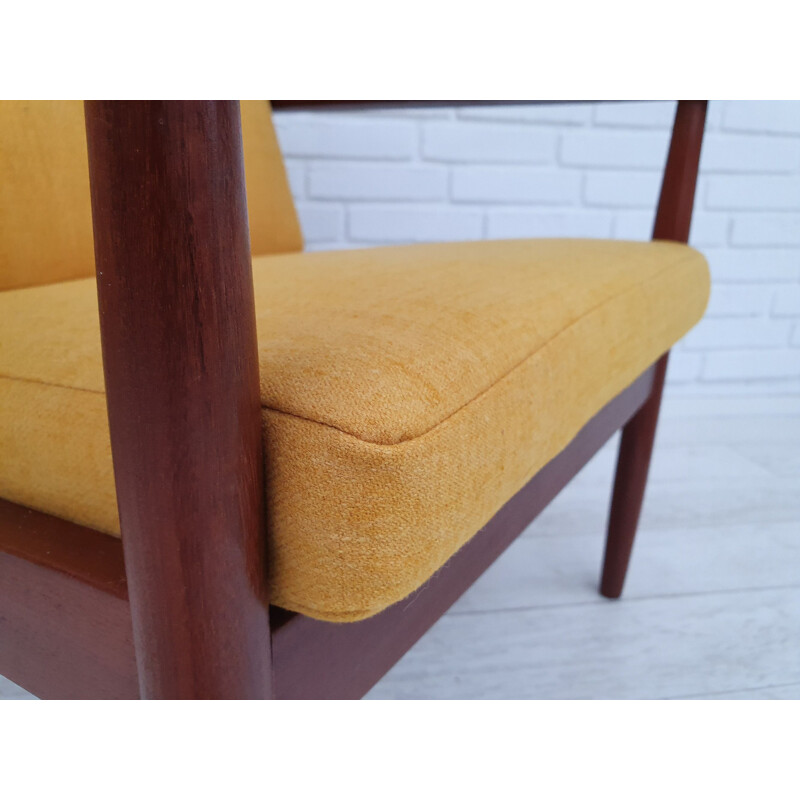 Vintage Danish armchair in solid teak wood, 1970s