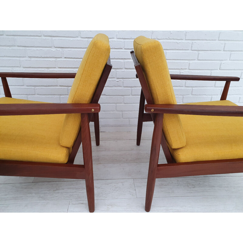 Vintage Danish armchair in solid teak wood, 1970s