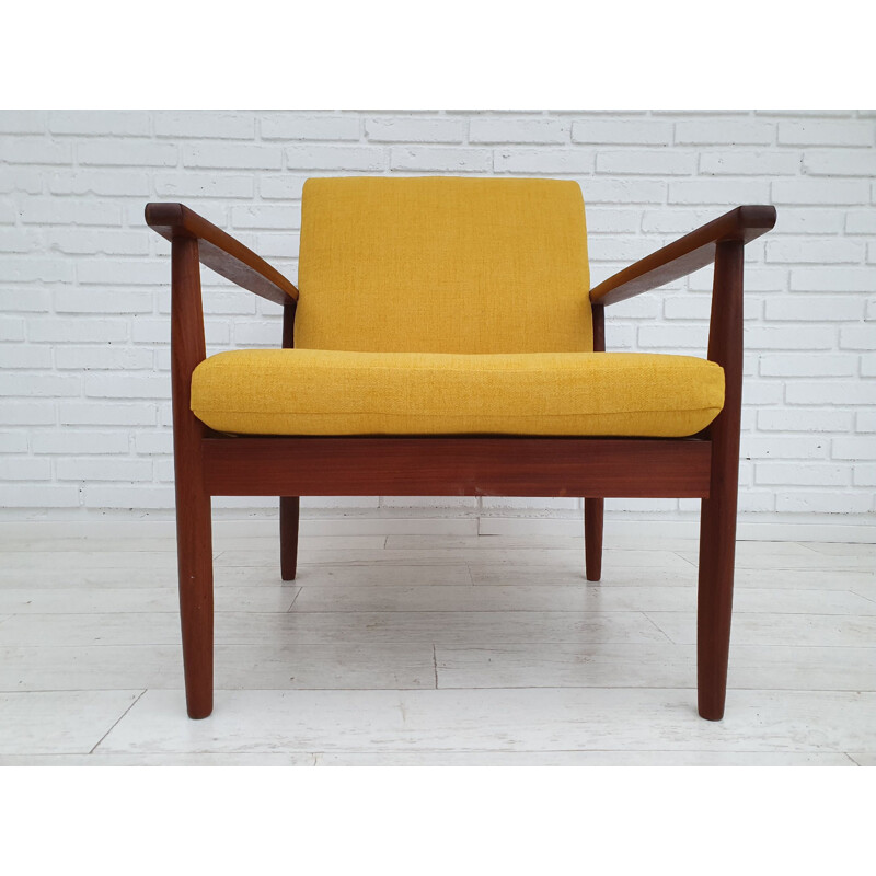 Vintage Danish armchair in solid teak wood, 1970s