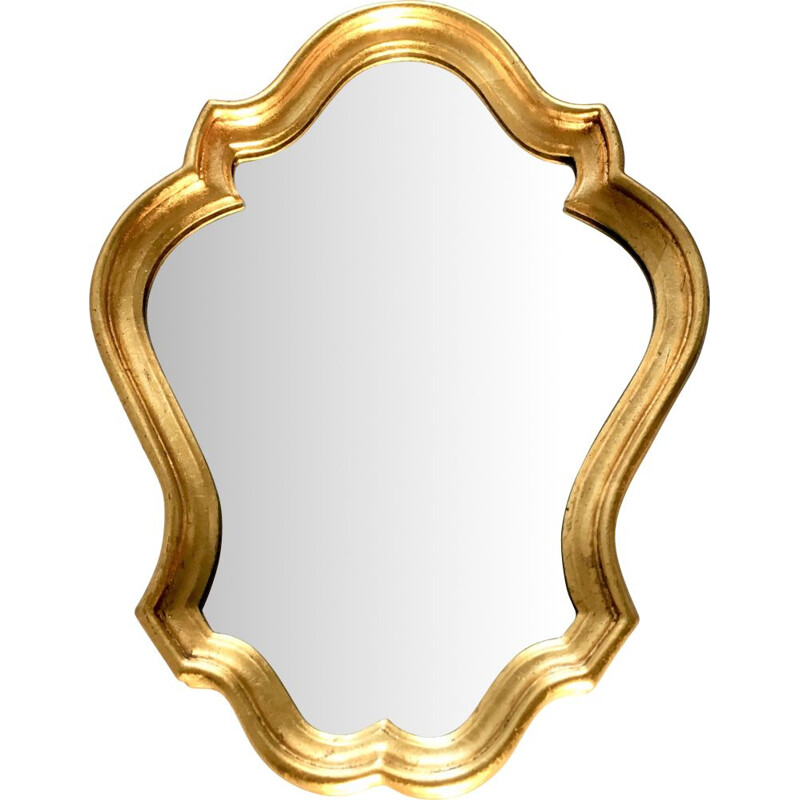 Vintage carved and gilded wood mirror 