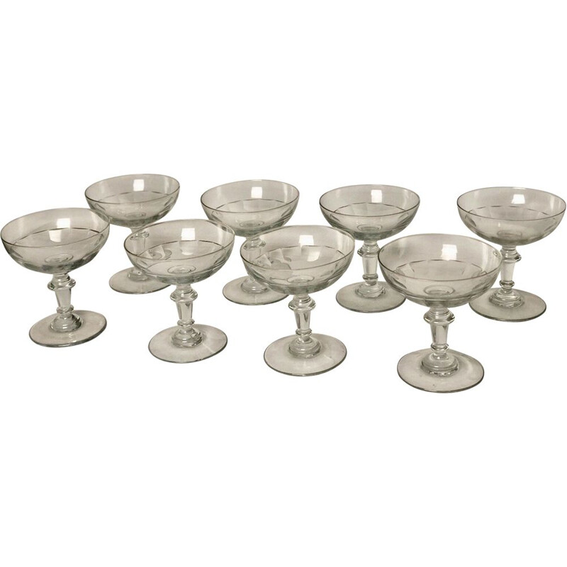 Crystal bowls (set of 8 pieces) vintage Art Deco period