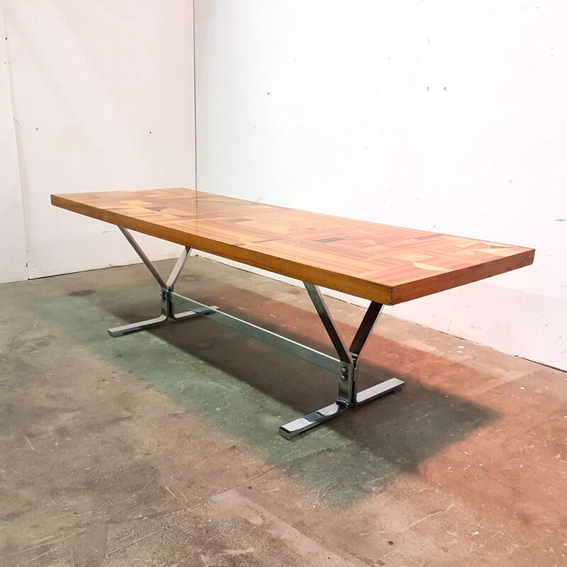 Vintage coffee table on chrome base, 1960