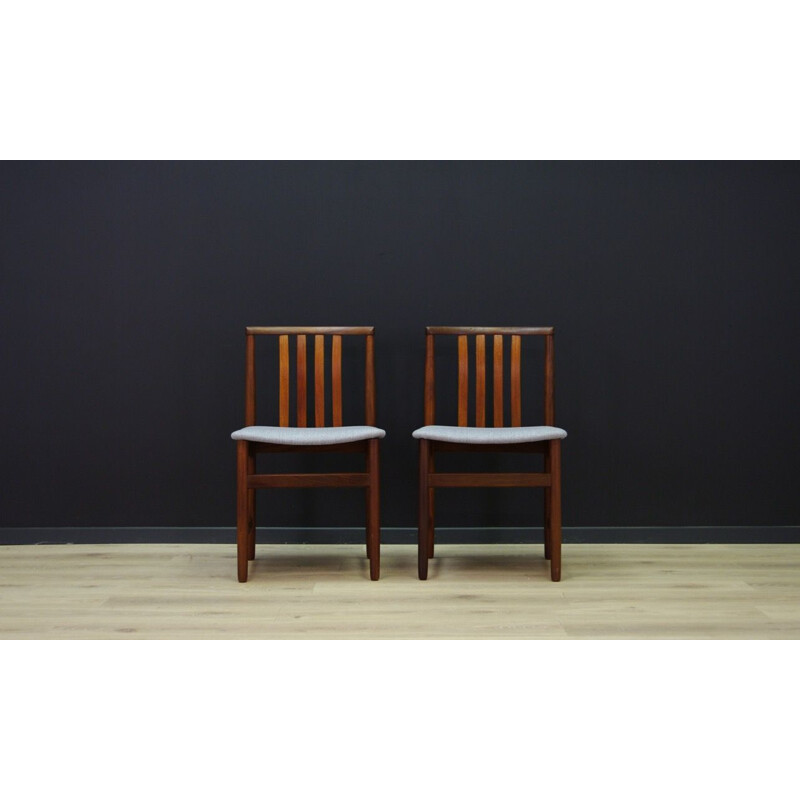 Pair of vintage gray Scandinavian chairs in teak