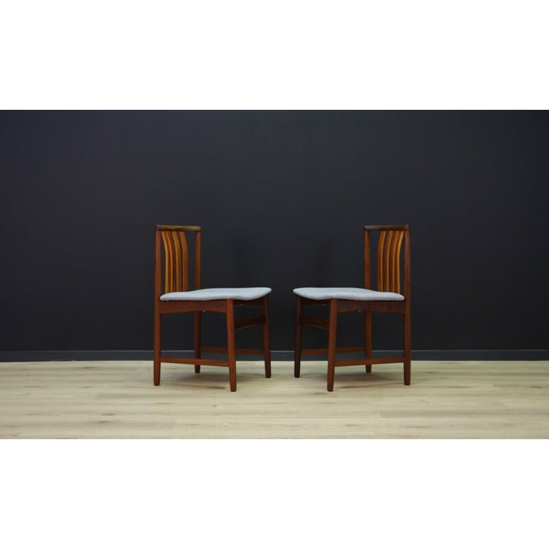 Pair of vintage gray Scandinavian chairs in teak