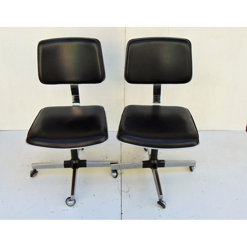 Pair of vintage swivel chairs in leatherette, 1960