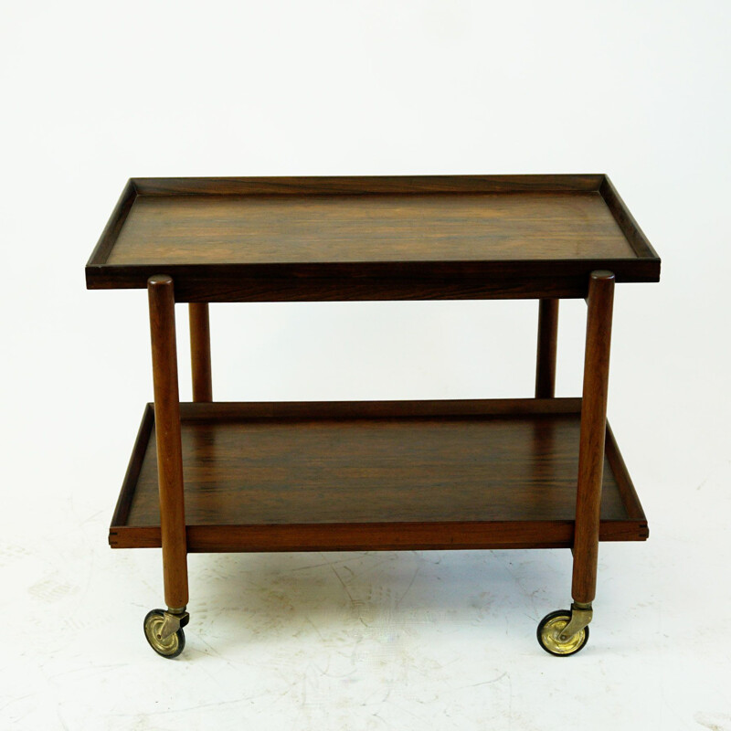 Vintage Scandinavian rosewood serving trolley by Poul Hundevad