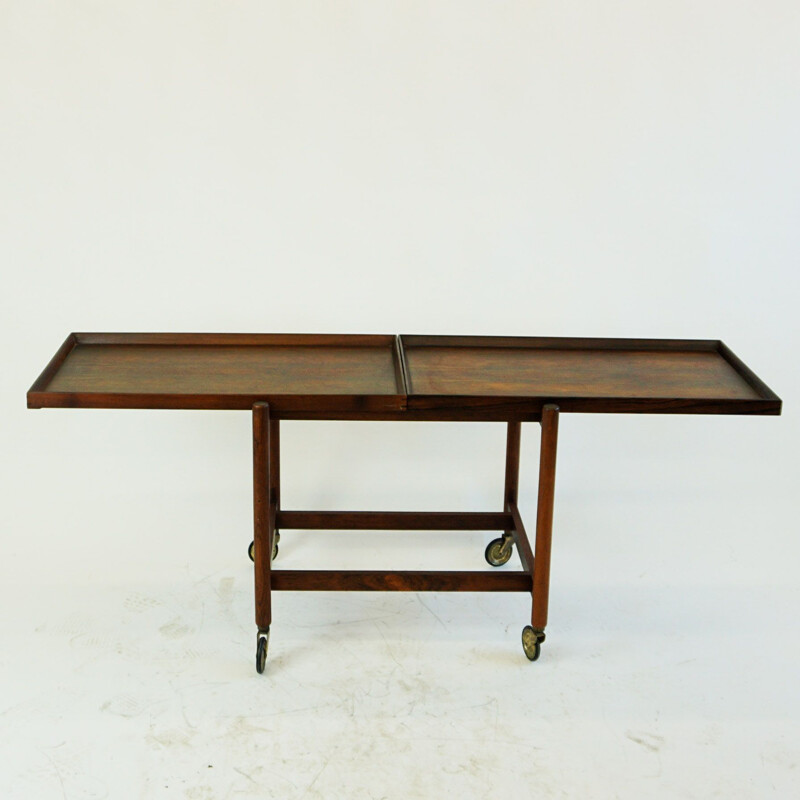 Vintage Scandinavian rosewood serving trolley by Poul Hundevad