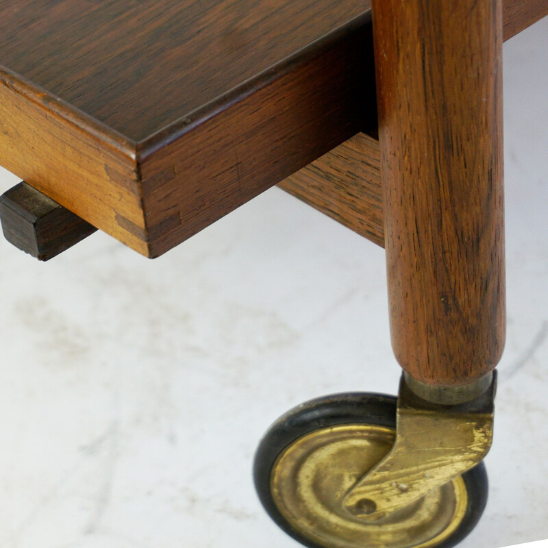 Vintage Scandinavian rosewood serving trolley by Poul Hundevad