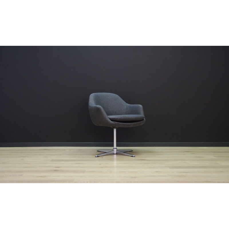 Fauteuil pivotant vintage danois gris, 1960-1970