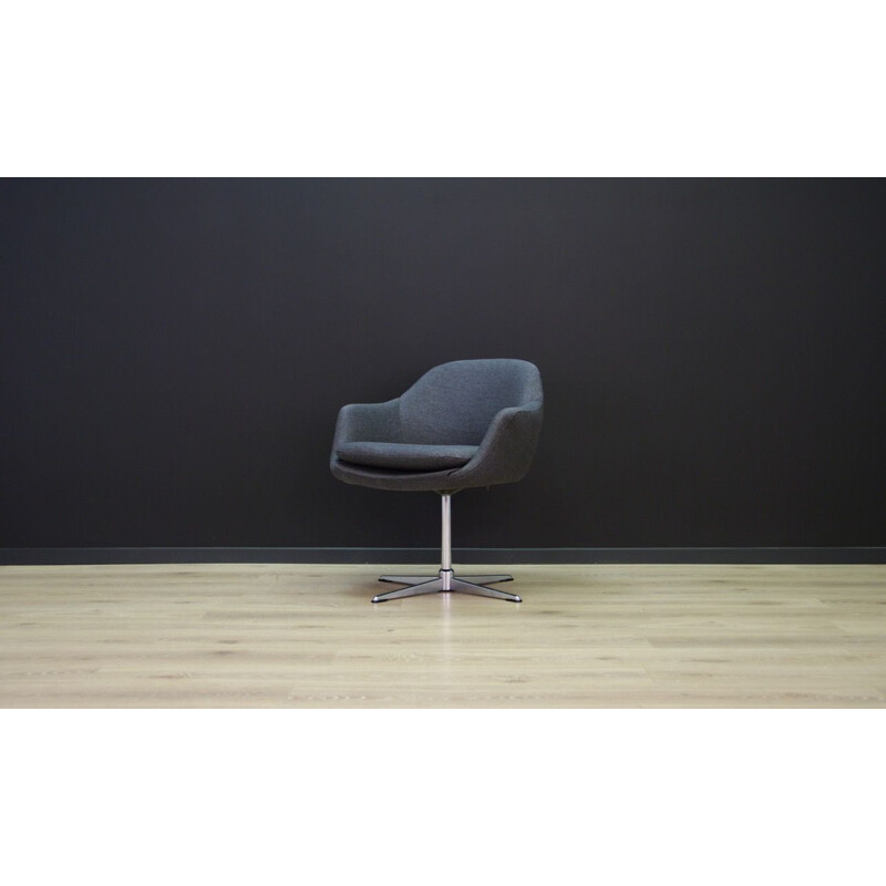 Fauteuil pivotant vintage danois gris, 1960-1970