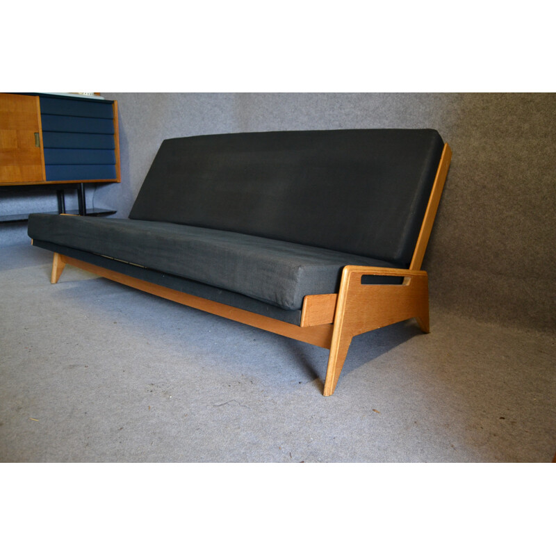 Canapé banquette convertible Bobois noir, Gérard GUERMONPREZ - 1955