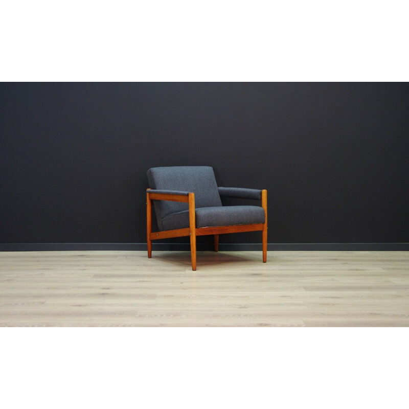 Vintage fabric and beech armchair, 1960-70s