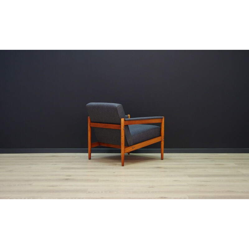 Vintage fabric and beech armchair, 1960-70s