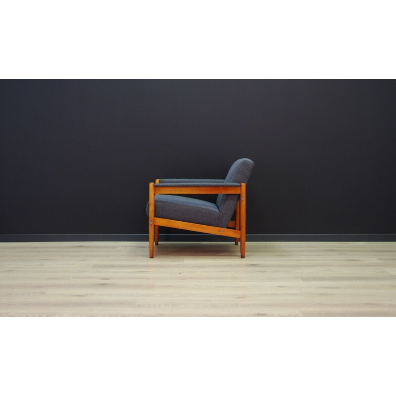 Vintage fabric and beech armchair, 1960-70s