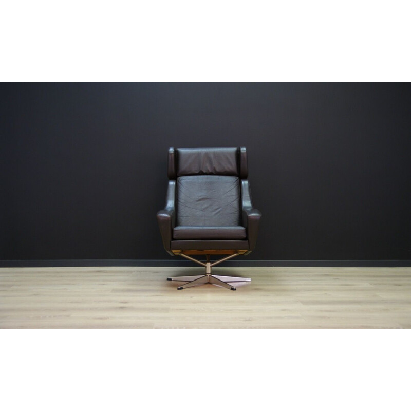 Vintage metal and leather armchair, 1960-70s