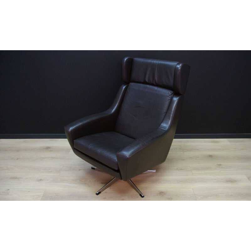 Vintage metal and leather armchair, 1960-70s