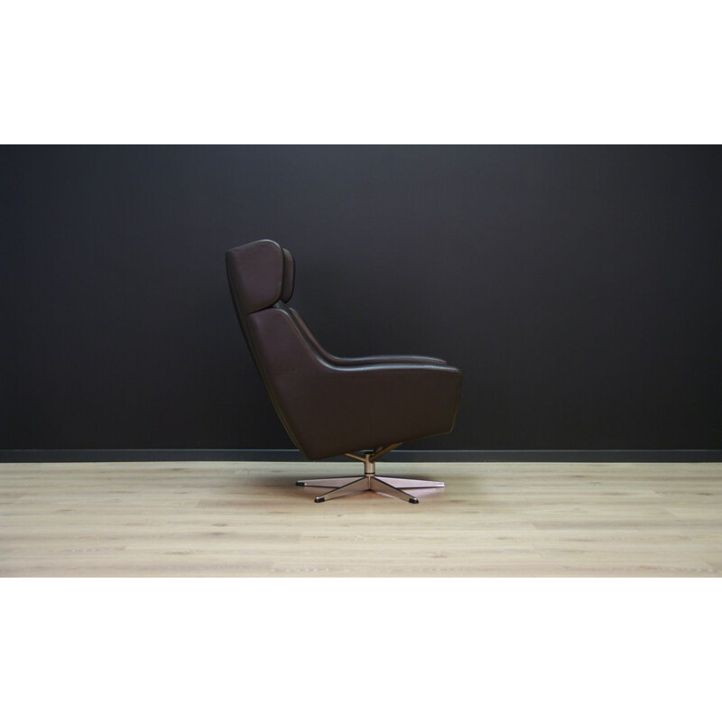 Vintage metal and leather armchair, 1960-70s