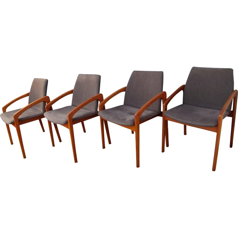 Set of 4 Scandinavian Korup Stolefabrik chairs, Kai KRISTIANSEN - 1960s