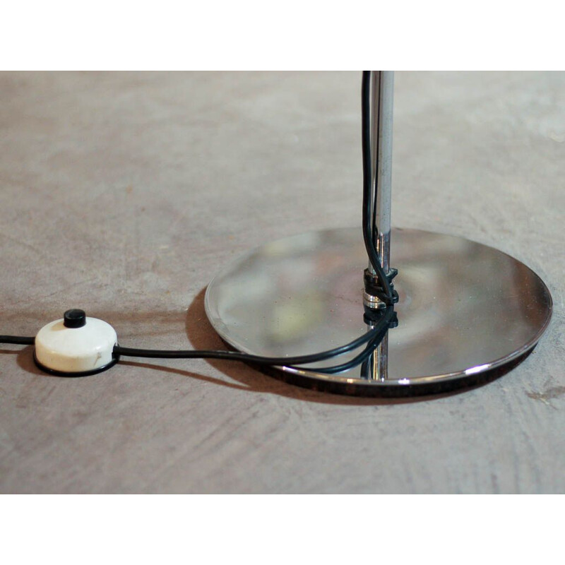 Vintage floor lamp on chrome-plated base with black shade by Staff Leuchten, 1970s