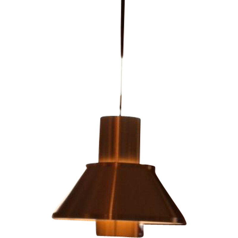 Pair of hanging lamps "Life" in golden metal, Jo HAMMERBORG - 1970s