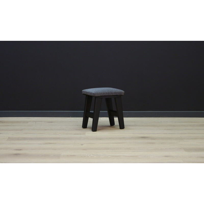 Vintage scandinavian grey fabric and oak stool, 1960s