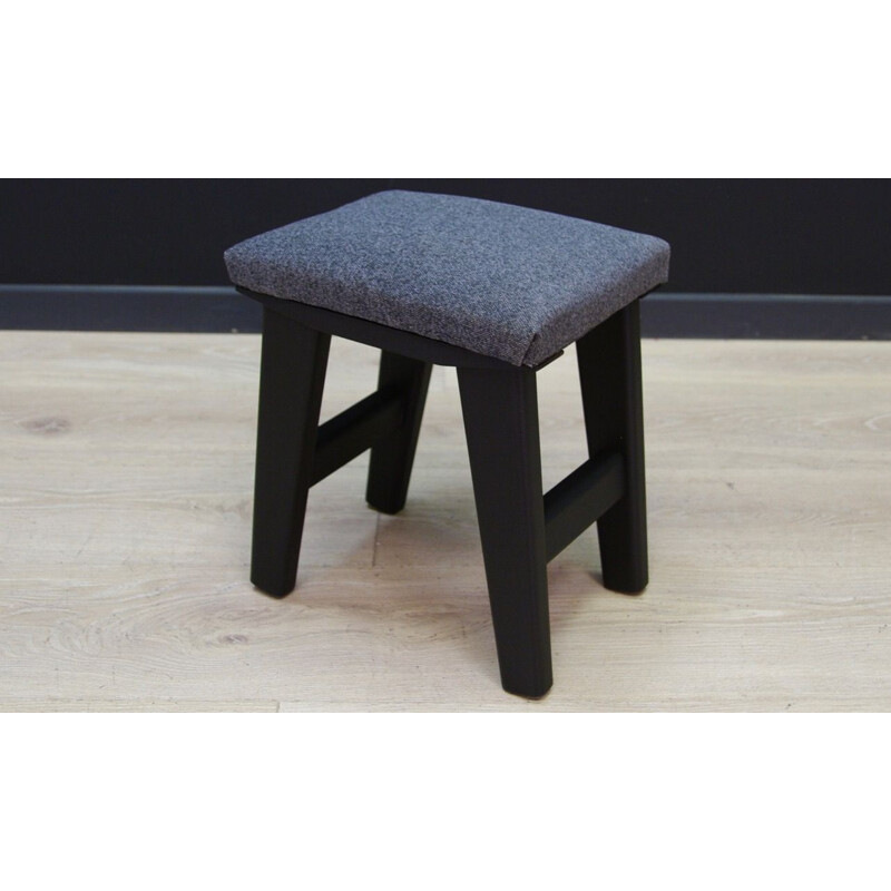 Vintage scandinavian grey fabric and oak stool, 1960s