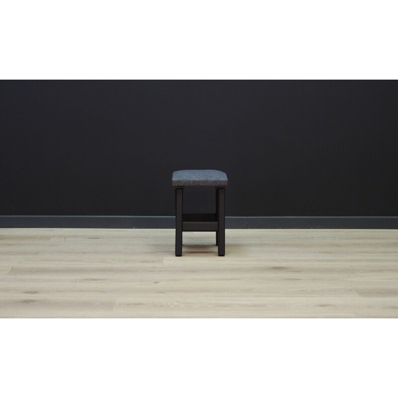 Vintage scandinavian grey fabric and oak stool, 1960s