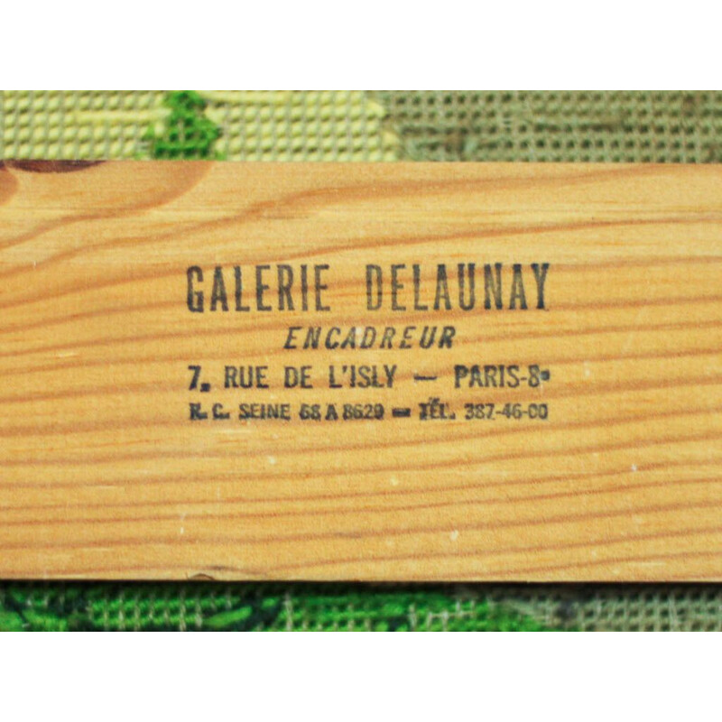 Vintage painting on wood frame by Galerie Delaunay