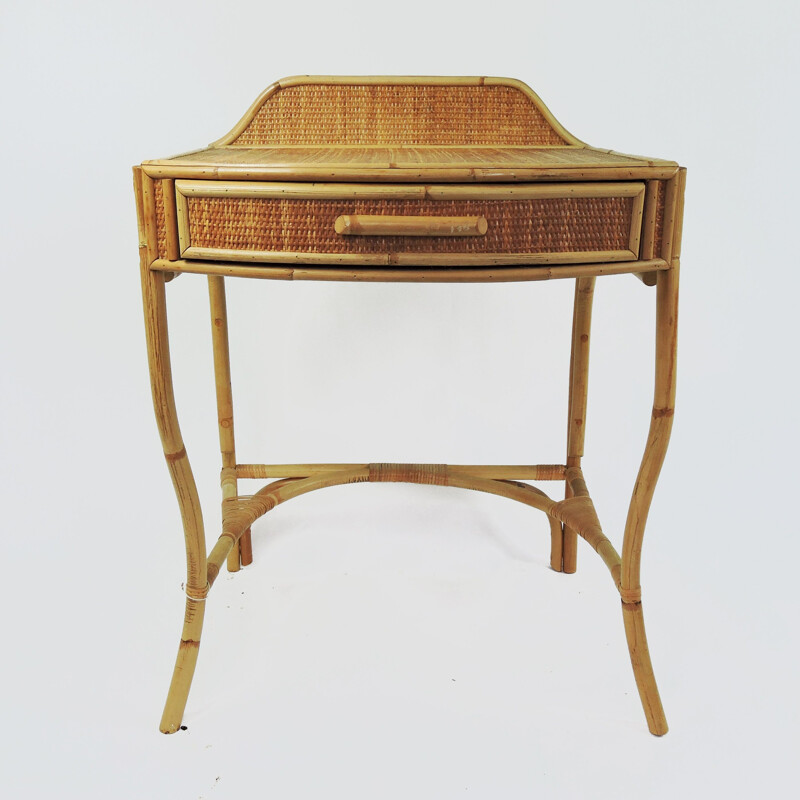 Vintage cane and bamboo Desk, 1970s